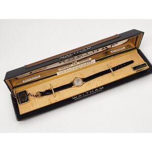Vintage Waltham Watch Women 18mm Gold tone 17 Jewels Wind Up Mechanical 7.5"